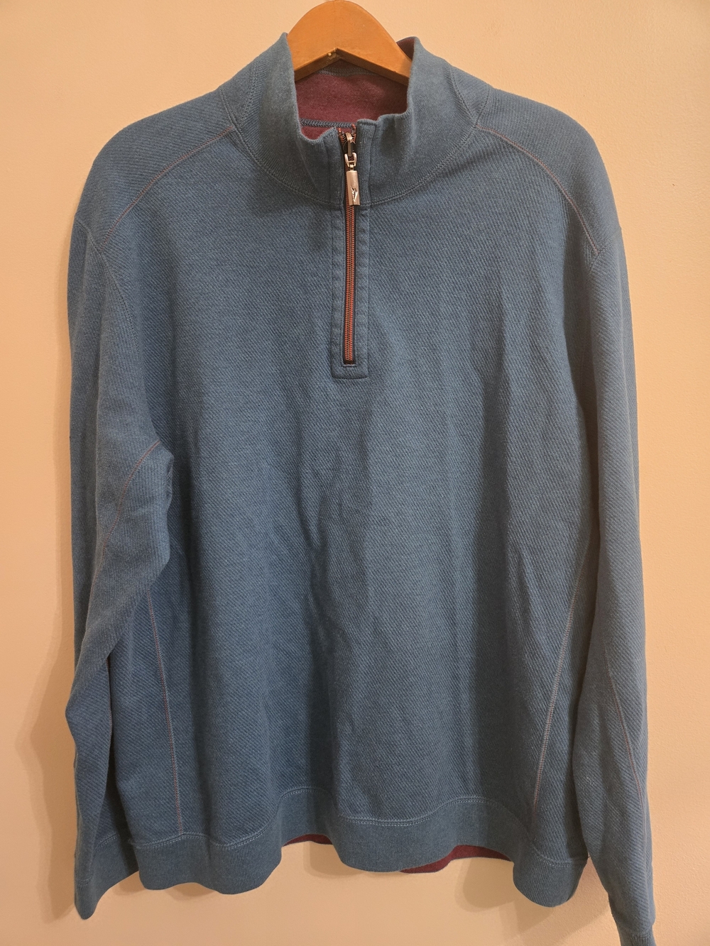 Tommy Bahama Flipshore Reversible Half Zip Pullover Men's XL Blue Maroon EUC